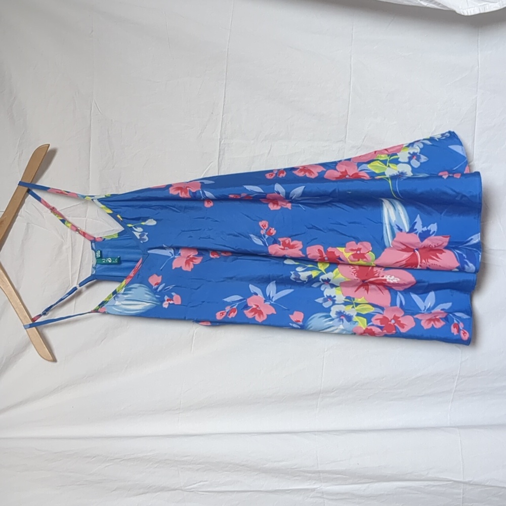 Noh slip dress Tropical Floral cobalt blue small